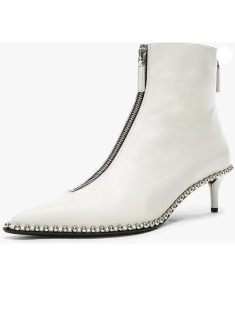 XYD Women Trendy Front Rear Double Zips Ankle Boots Pointed Closed Toe White